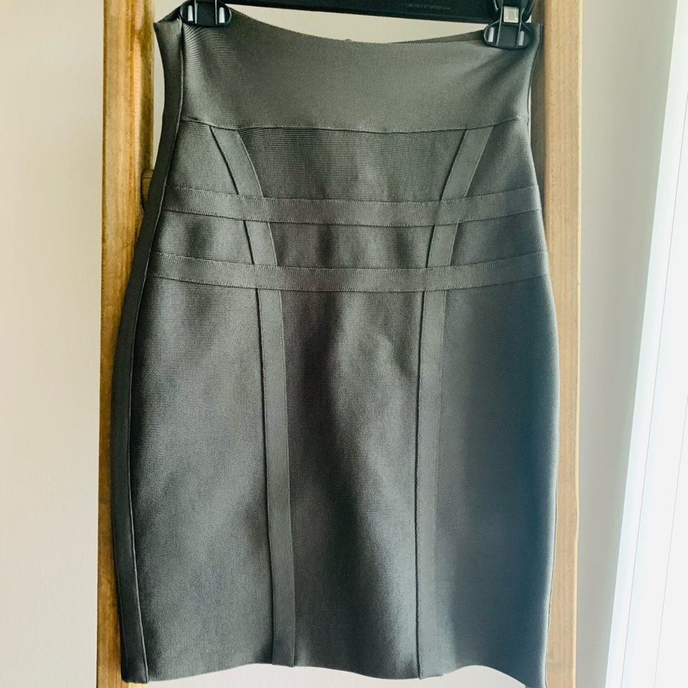 Grey High-Waist Pencil Bodycon Skirt